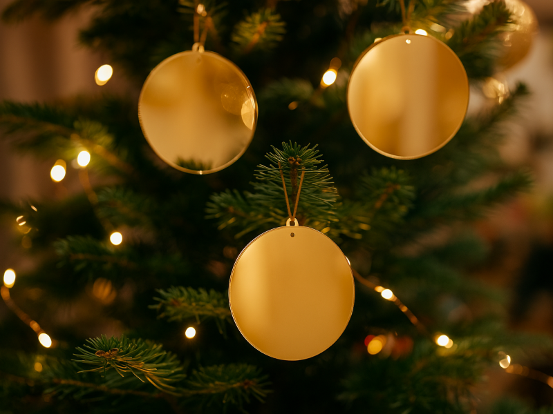 Decorațiune în formă de cerc din plexiglas – Ornament elegant pentru bradul de Crăciun, 8 cm